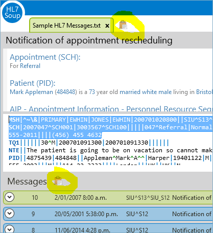 Clipboard auto paste an HL7 Message