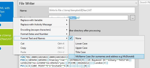 Formatting Variables Menu