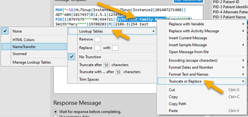 Using a lookup table for a variable in a message